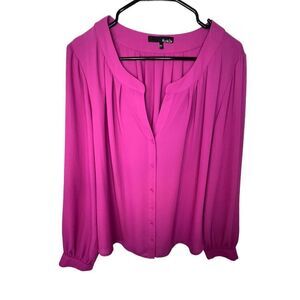 Ro & De Magenta Long Sleeve Professional Button Up Blouse
